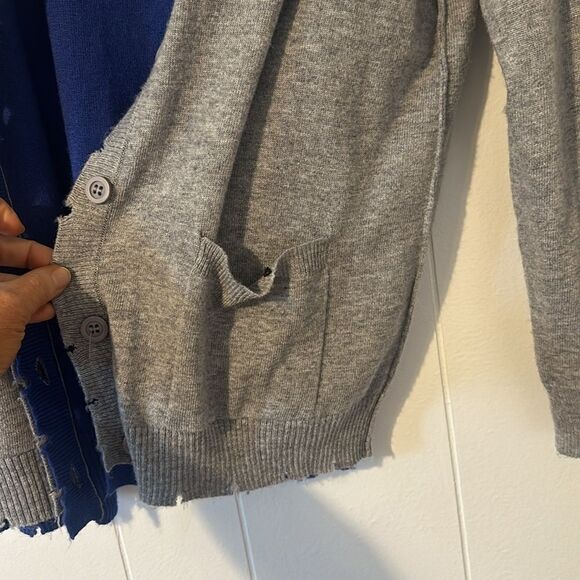 FATE Reversable Distressed Oversized Cardigan Small medium Gray Blue - Picture 13 of 15